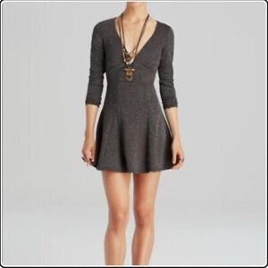 Free People’s Heartstopper Fit n Flare V-Neck Gray Dress